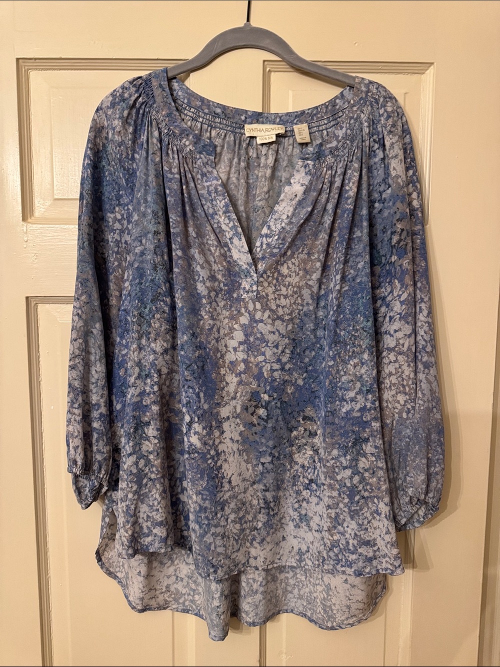 Cynthia Rowley Blue and White Floral Peasant Tunic